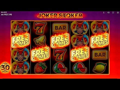 Главный экран Joker Stoker — ретро-символы и джокер в центре